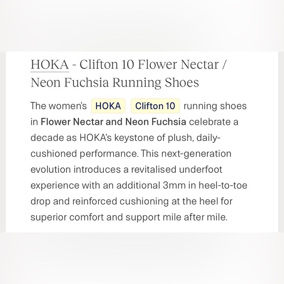 RARE NWB Hoka Clifton 10 Flower Nectar / Neon Fuchsia Size 6.5 - Picture 10 of 10